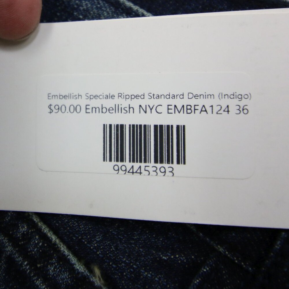 Embellish NYC Speciale Ripped Distressed Destroyed indigo Jeans Mens 36 Blue - Picture 4 of 7